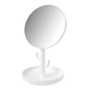 Specchio cosmetico, minimalista Rotondo, bianco, Ideale per il trucco e la rasatura17 X 16 X 29 cm