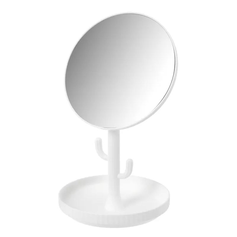 Specchio cosmetico, minimalista Rotondo, bianco, Ideale per il trucco e la rasatura17 X 16 X 29 cm