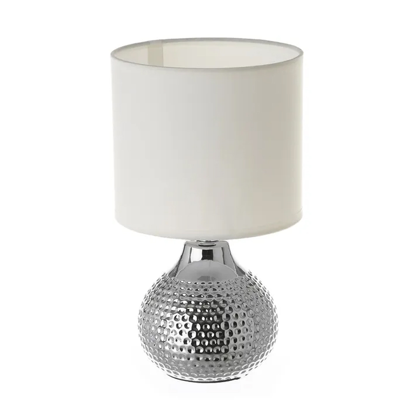 Lampada da scrivania,ceramica argentata,lampada da tavolo della camera da letto,16×16×28 cm - immagine 4