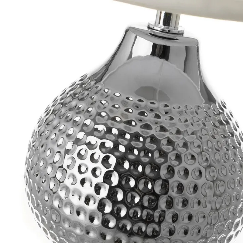 Lampada da scrivania,ceramica argentata,lampada da tavolo della camera da letto,16×16×28 cm - immagine 3