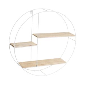 Scaffale decorativo da parete in metallo,rotondo, bianco, 3 strati