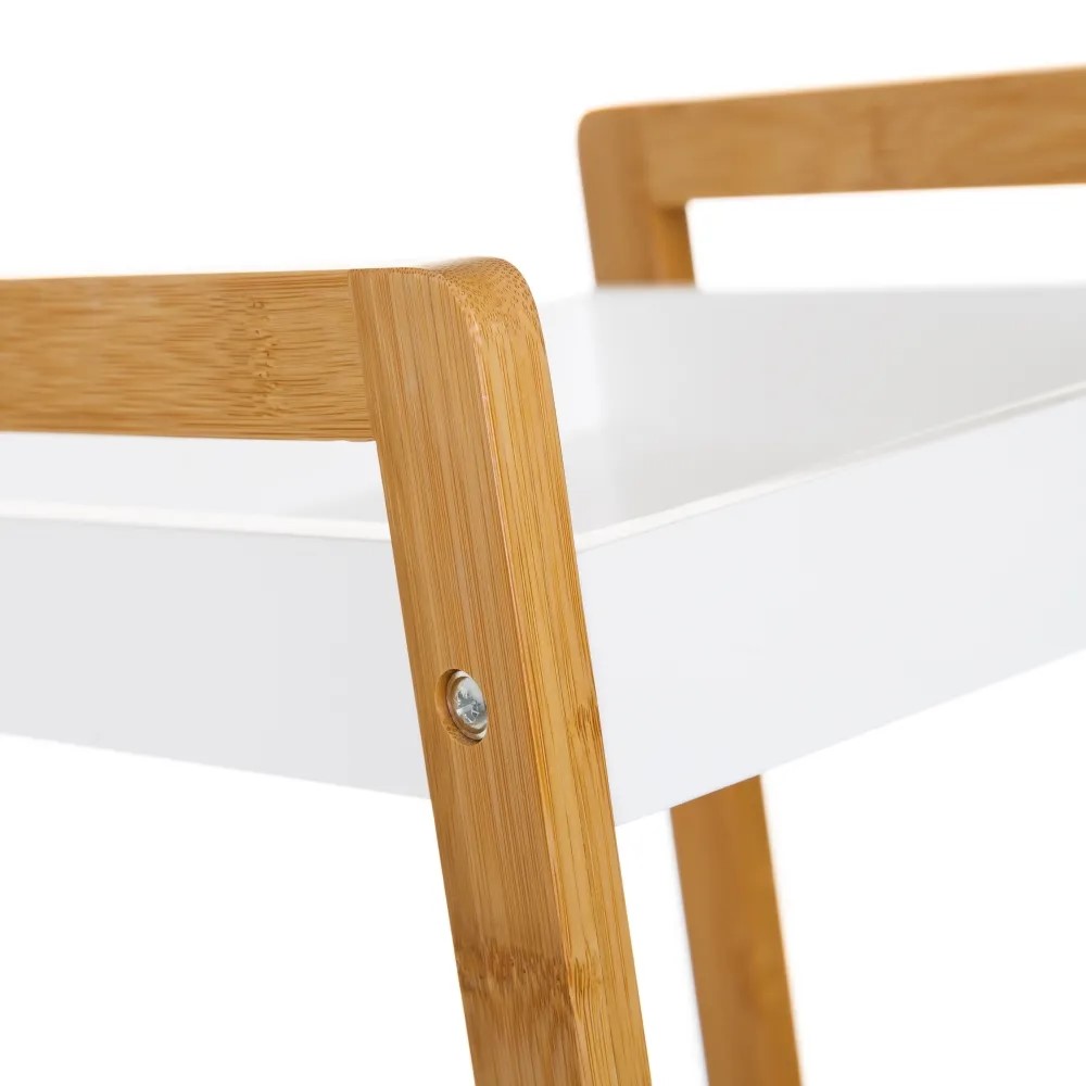 Scaffale indipendente,3 ripiani,Bambù bianco semplice - immagine 2