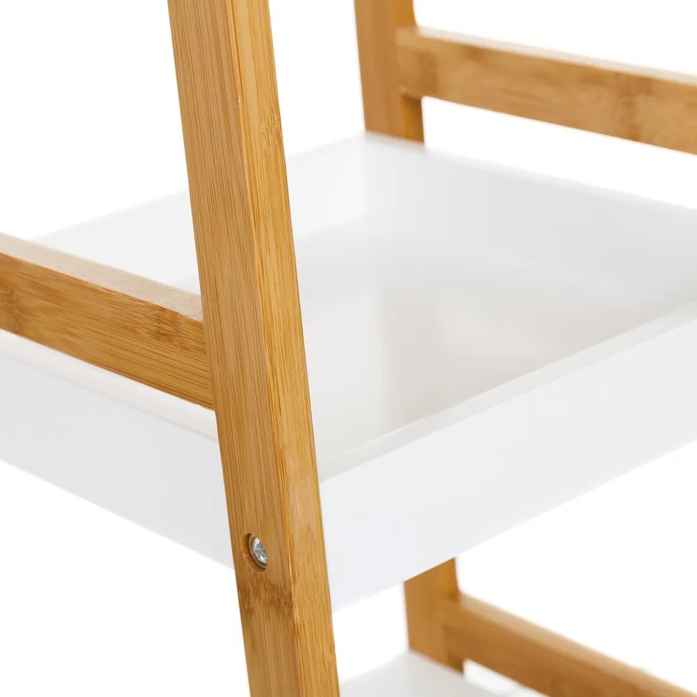 Scaffale indipendente,3 ripiani,Bambù bianco semplice - immagine 3