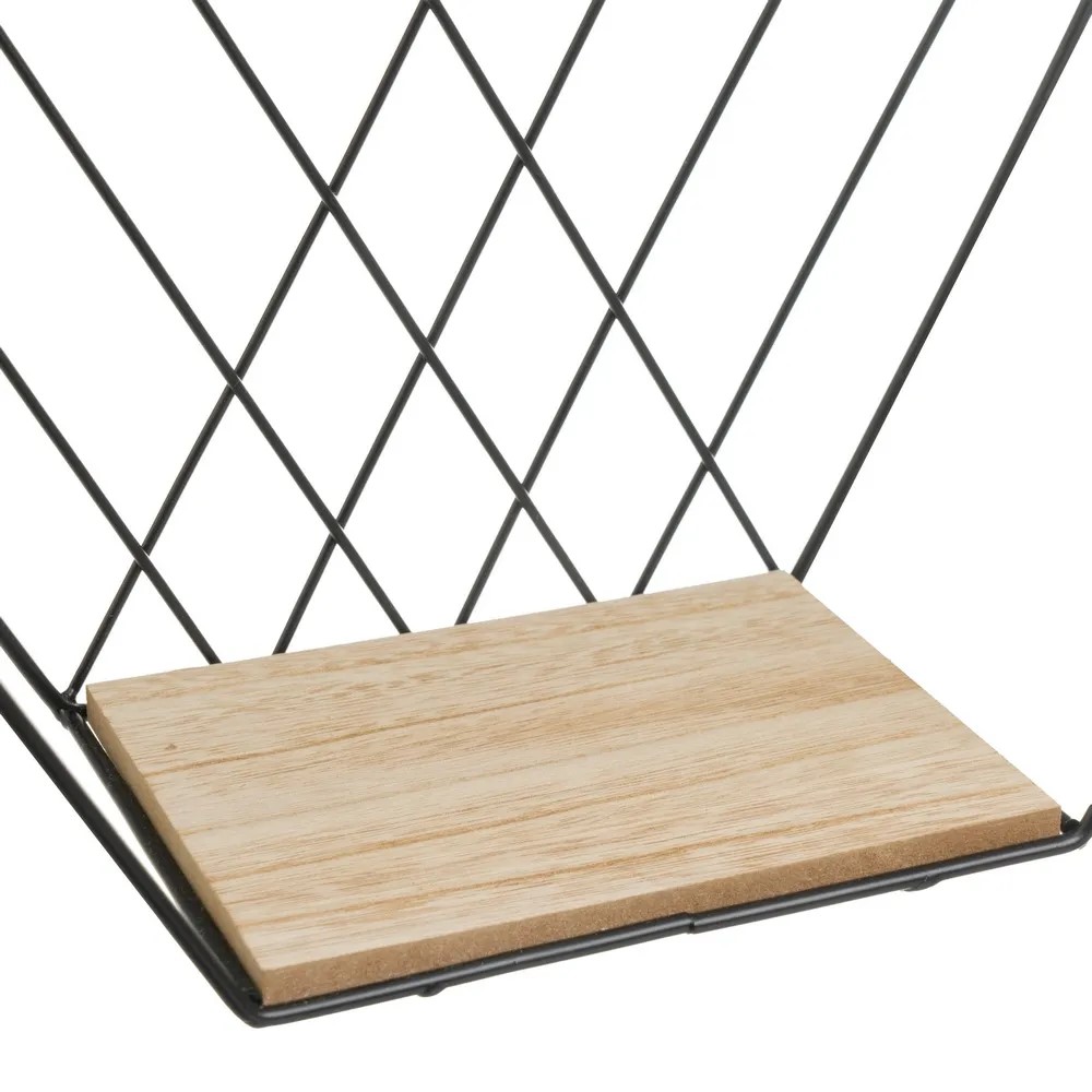 Mensola a muro esagonale,Nero metallo- MDF, set di 3,Per ristoranti, bar 31x13 x 28 CM 1u/c - immagine 5