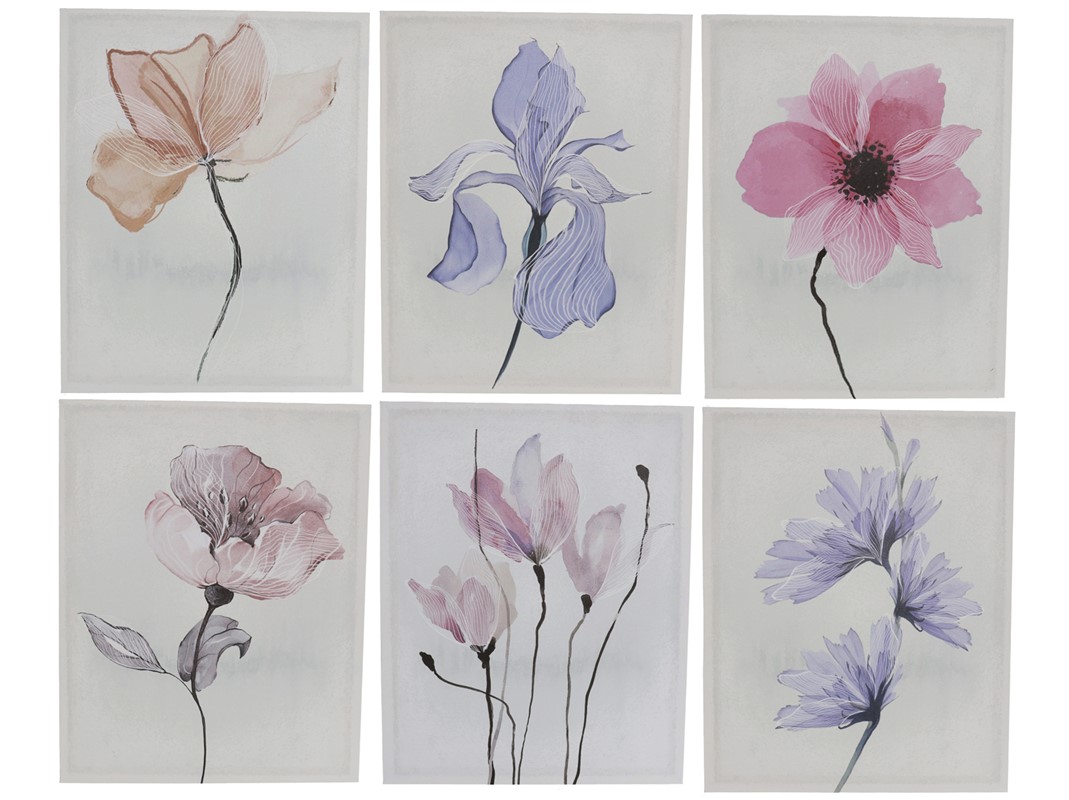 6/s Quadro Il fiore Pittura decorativa del corridoio del soggiorno replica moderna 40X50X1,8CM