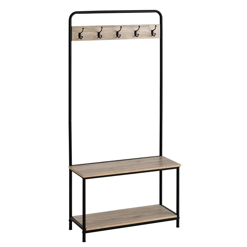Appendiabiti e cappelliere in metallo,5 ganci, 2 ripiani,Per cappelli, borse, scarpe, vestiti 80x32x171 CM