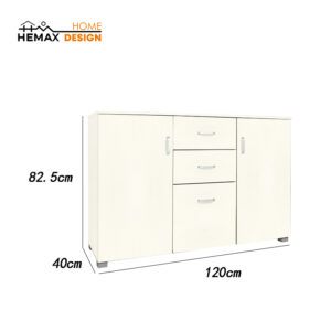 Credenza Multiuso Salvaspazio 3 ante e 2 cassetti Bianco caldo 120x40x82.5cm