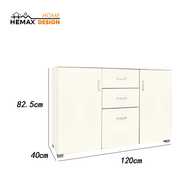 Credenza Multiuso Salvaspazio 3 ante e 2 cassetti Bianco caldo 120x40x82.5cm