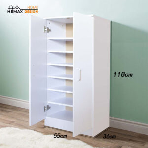 Mobile multiuso 6 ripiani e 2 ante,2 colori disponibili 55x36x118cm