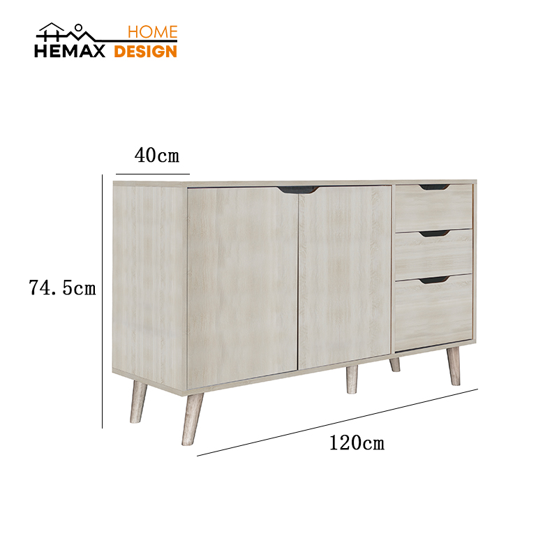 Credenza 2 Ante con 3 Cassetti 2 colori disponibili 120x40x74.5cm
