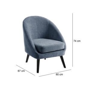 Poltrona ciniglia cover azul perfetta per soggiorno e studio 60x67x74cm
