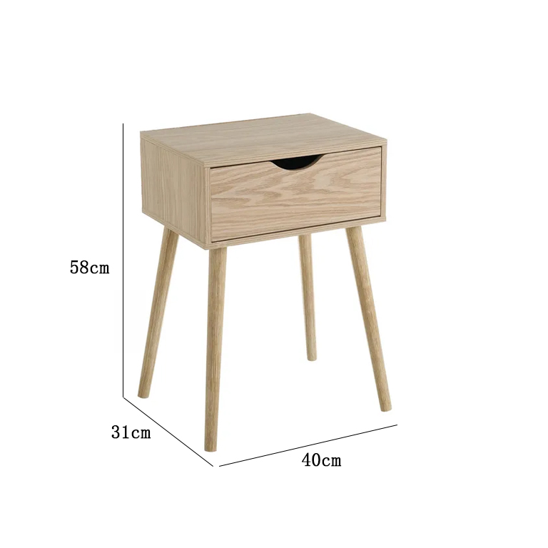 Comodino PB con 1 Cassetto colore Rovere 40x31x58 cm