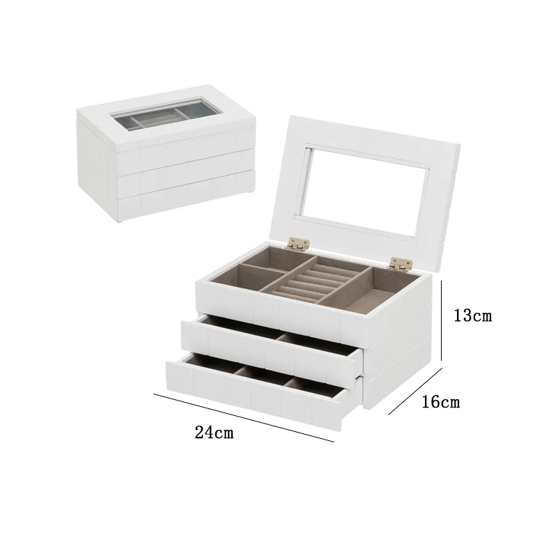 Portagioie MDF-cristallo bianco 24x16x13cm