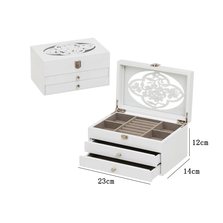 Portagioie MDF-cristallo bianco 23x14x12cm