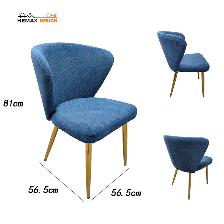 Sedia ambra in tessuto antimacchia con gambe oro ideale per soggiorno uffico sala da pranzo– 56.5×56.5×81 cm 2 colori disponibili