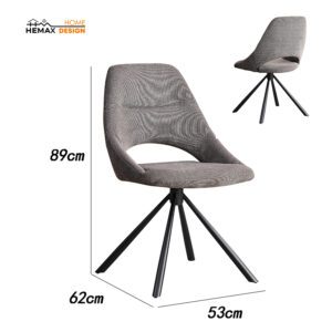 Sedia conny grigio scuro in tessuto antimacchia con gambe nere – elegante e versatile per sala da pranzo, ufficio e soggiorno (53x62x89 cm)