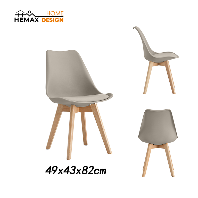 Sedia Flora Con Gambe Legno e Polipropilene Tortora 49x43x82cm