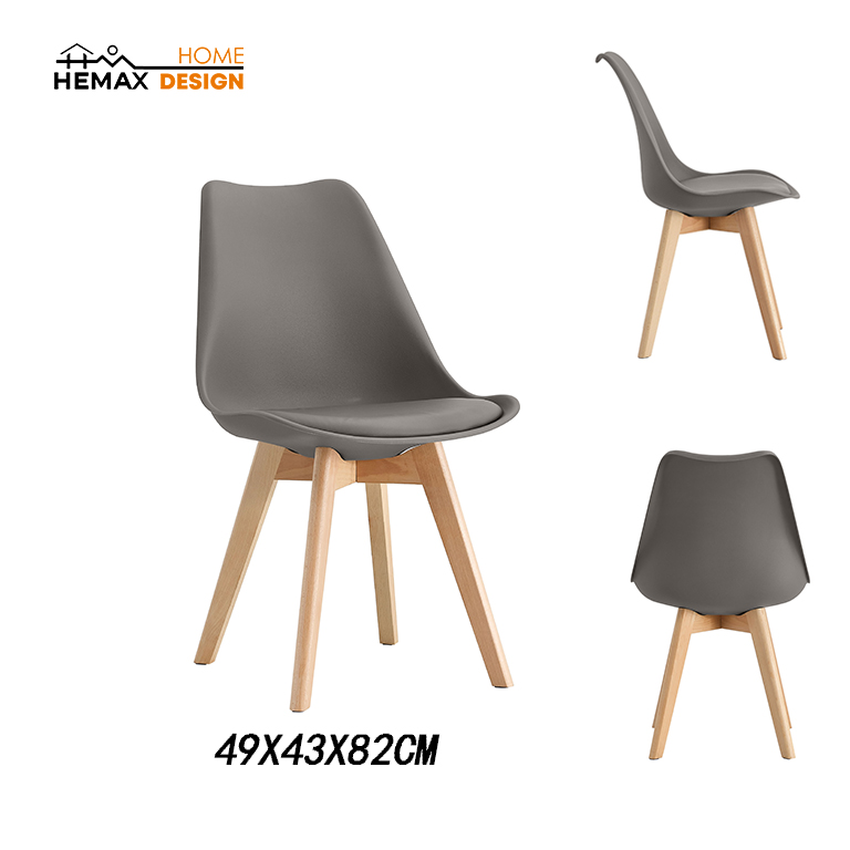 Sedia Flora in Polipropilene Antracite con Gambe in Legno 49x43x82 cm