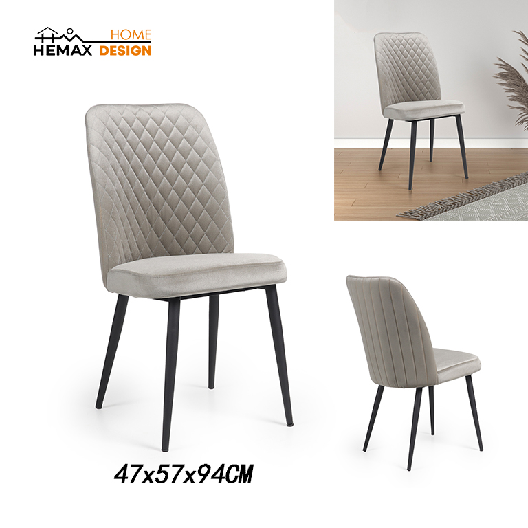 Sedia Tufi in Velluto Tortora 47x57x94 cm