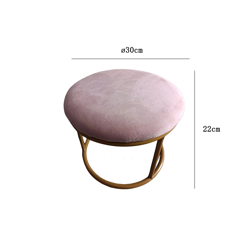 Sgabello seduta in velluto con struttura gold,3 colori 30x22cm