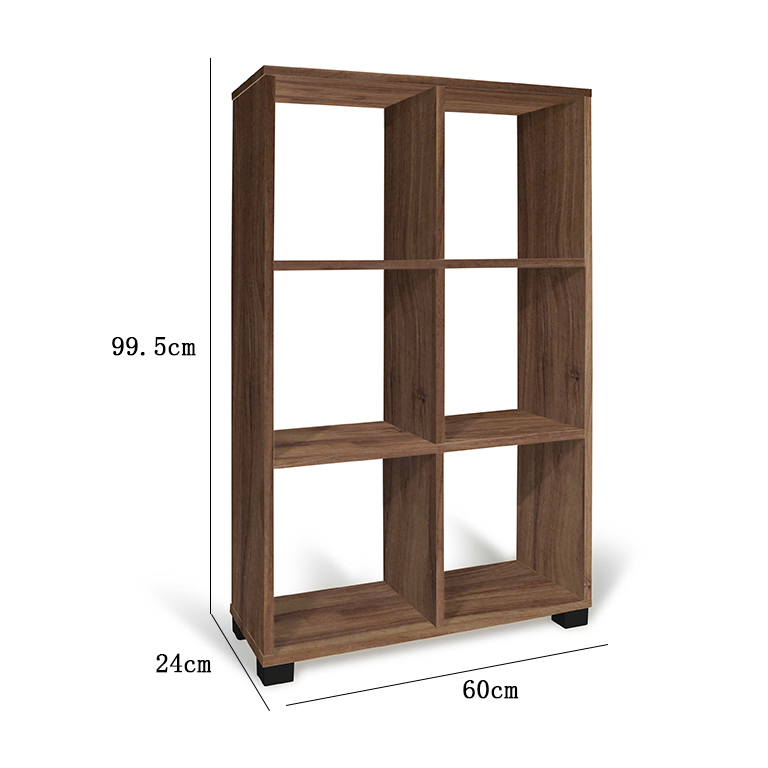 Libreria scaffale per soggiorno 6 ripiani Noce 60x24x99.5cm