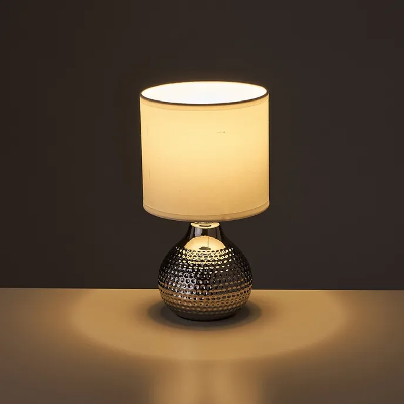 Lampada da scrivania,ceramica argentata,lampada da tavolo della camera da letto,16×16×28 cm