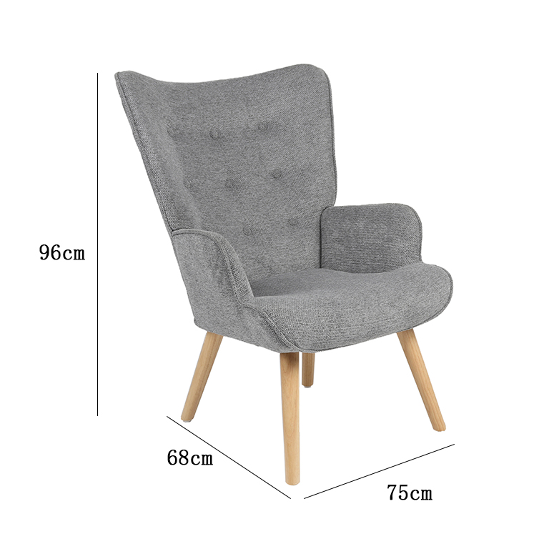 Poltrona rijeka in tessuto , gambe legno 75x68x96cm, 2 colori